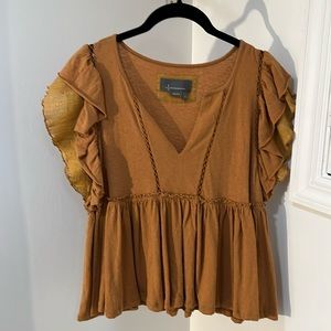 Anthropologie mustard color blouse
